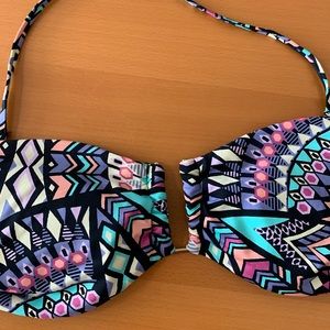 Strapless Bikini Top Size Large Geometric Boho Design